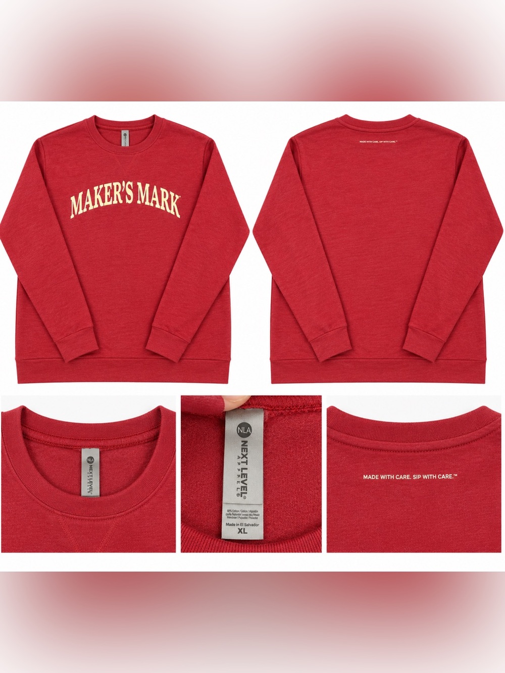 Maker’s Mark Bourbon Red Crewneck Sweatshirt Whiskey Men’s XL